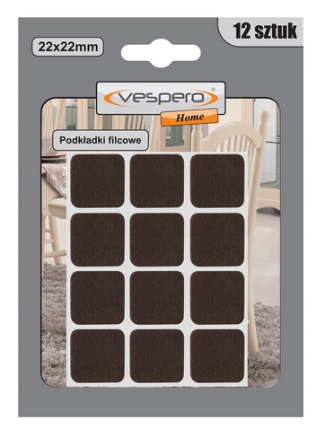 

Podkładki Filcowe Pod Meble 22X22MM 12SZT Klejące