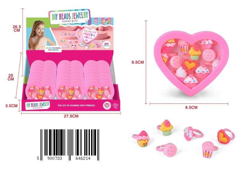 PIERŚCIONKI DZIECIĘCA BIŻUTERIA ZESTAW 12SZT Stan opakowania oryginalne