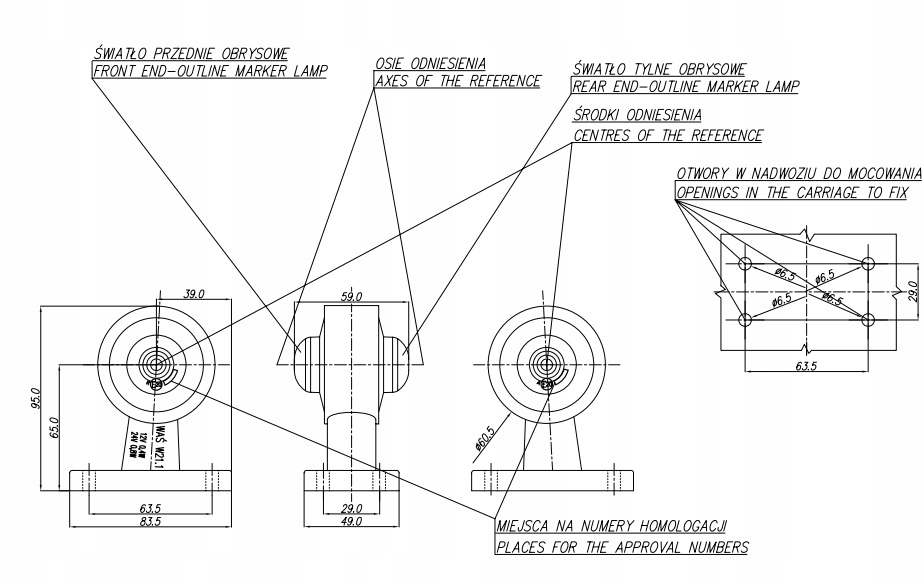 LAMPA OBRYSOWA LED DIODA WAŚ 134L Numer katalogowy części 134L