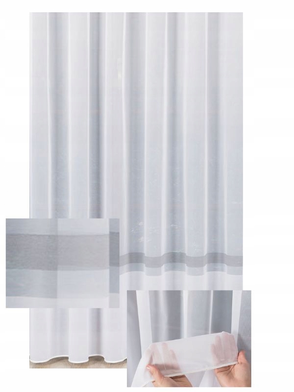 Záclona S Páskou Záclony do obývacího pokoje Záclona Bílá Šedá Pás 300x270