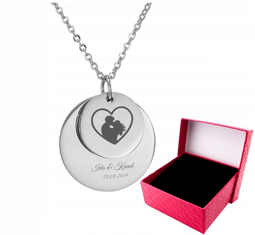 

Srebrny Naszyjnik okrągłe blaszki Z Grawerem