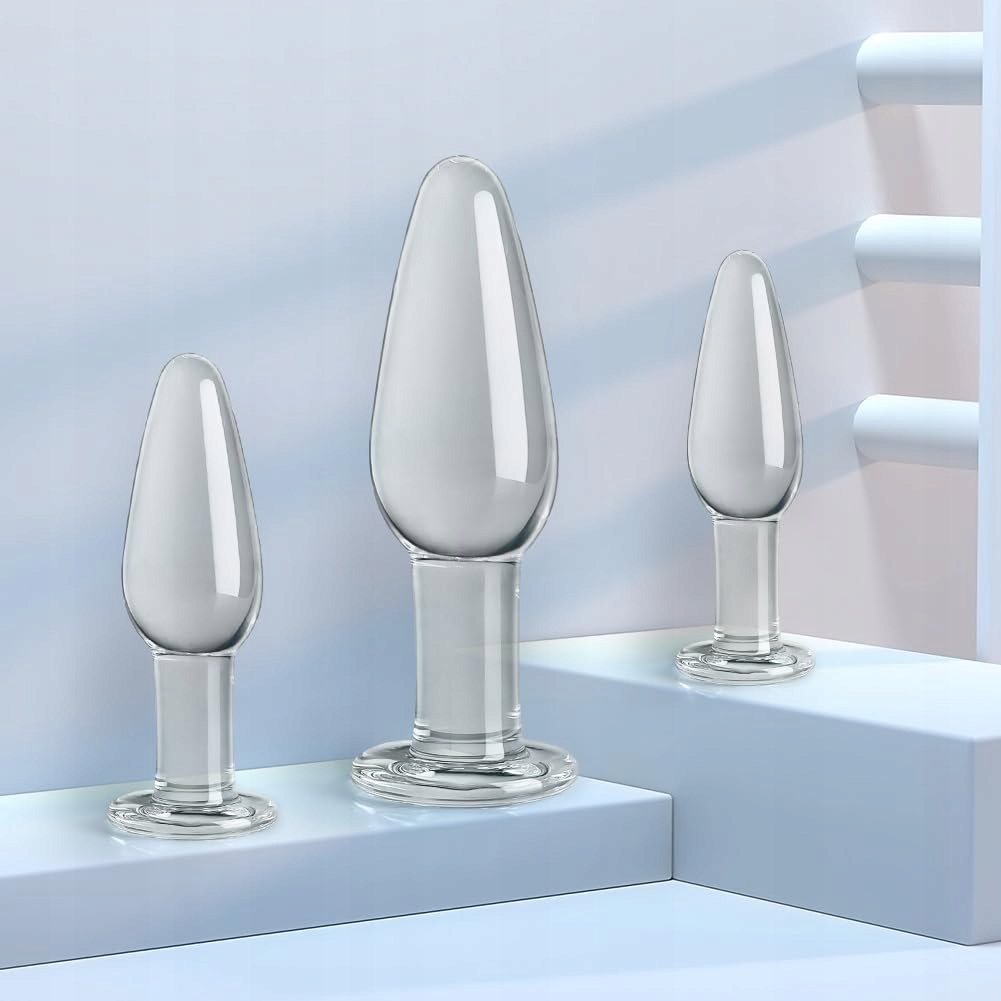GLAS KRYSTALICZNE ANALNE KORKI ZESTAW 3 SZTUK DLA KOBIET MĘŻCZYZN PAR — miniatura 8