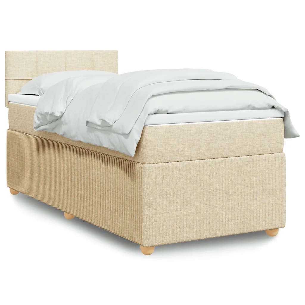 vidaXL Box spring postel s matrací krémová 90x200 cm textil