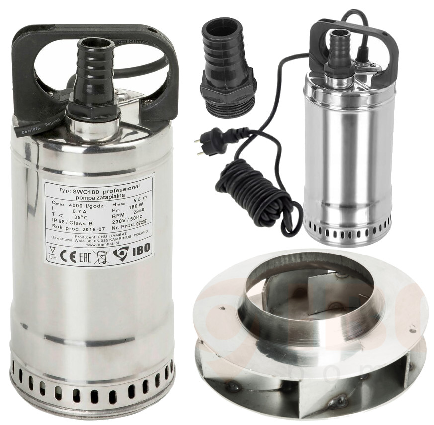 Ponorná Pumpa Na Čistú Špinavú Vodu Ibo Swq 180 Inox Výkonná, Výkonná