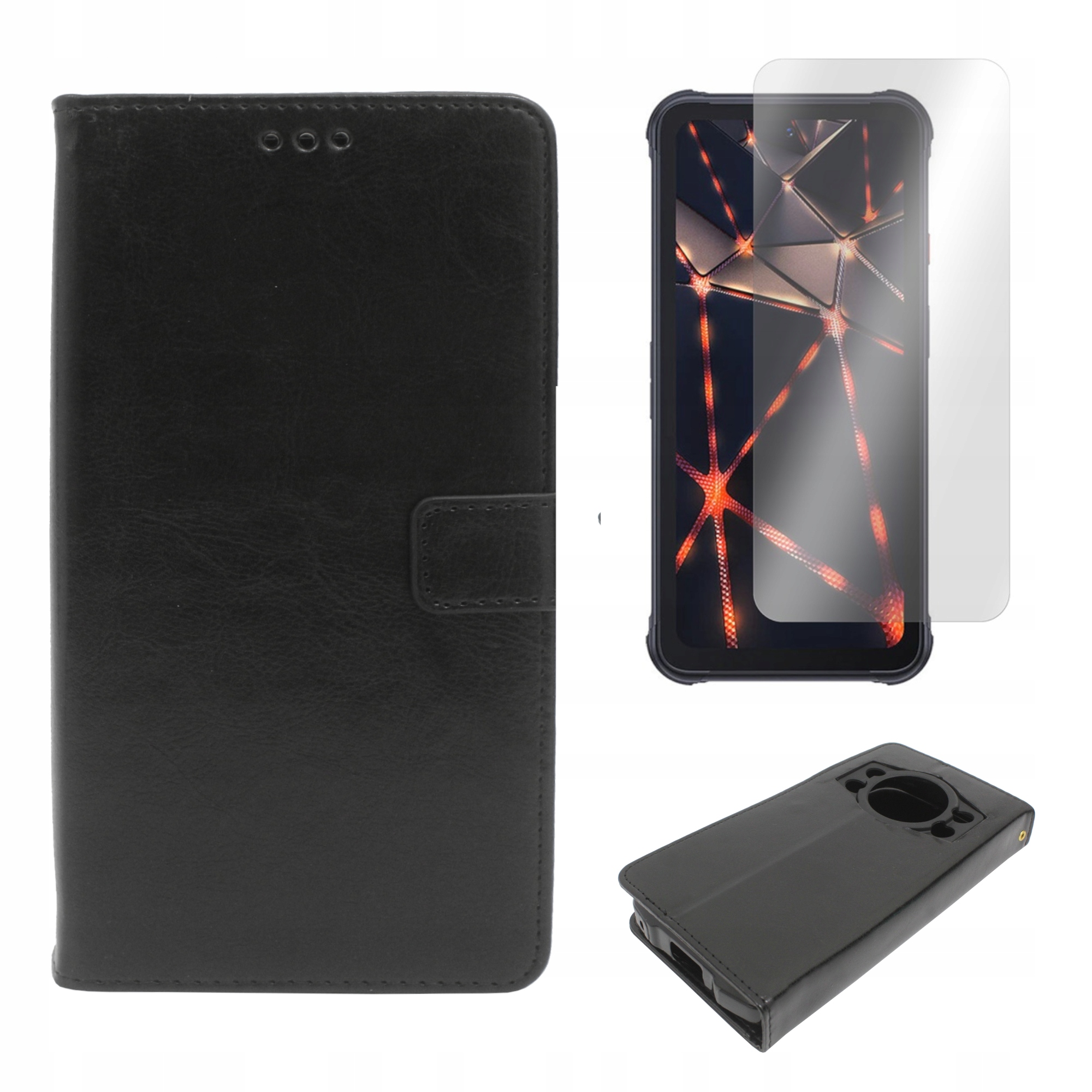 Etui Smart Crazy do Cubot Kingkong Power 3 Obudowa Pokrowiec czarny i Szkło