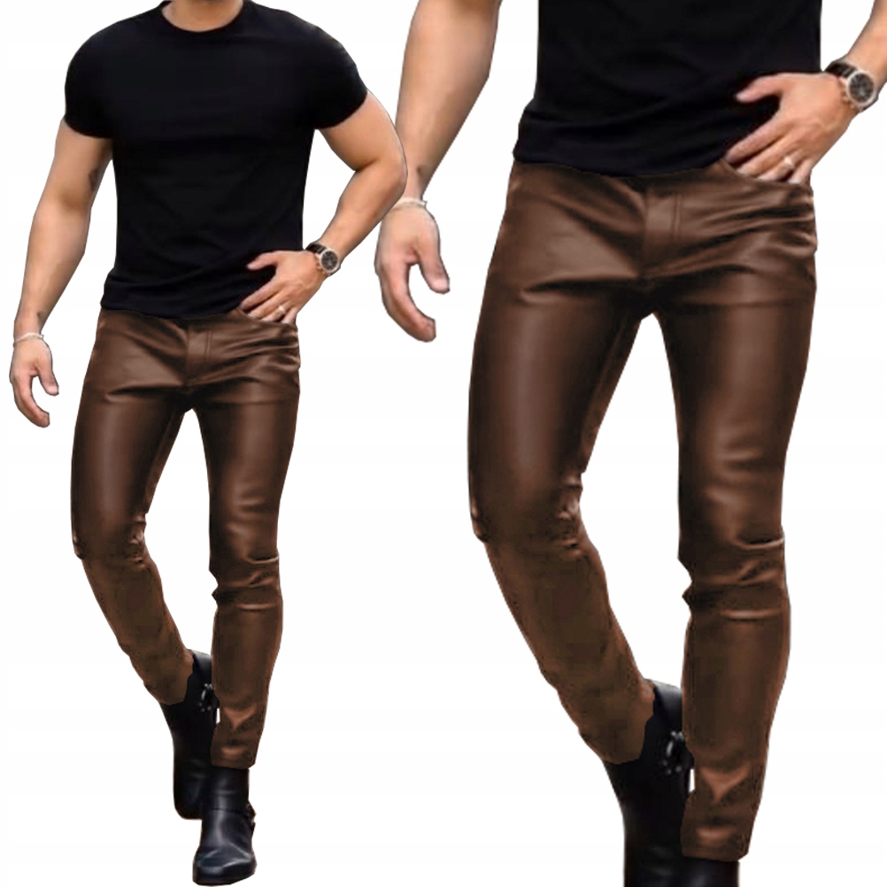 Pánské kalhoty Casual Slim Fit Voskované trubičky z kůže