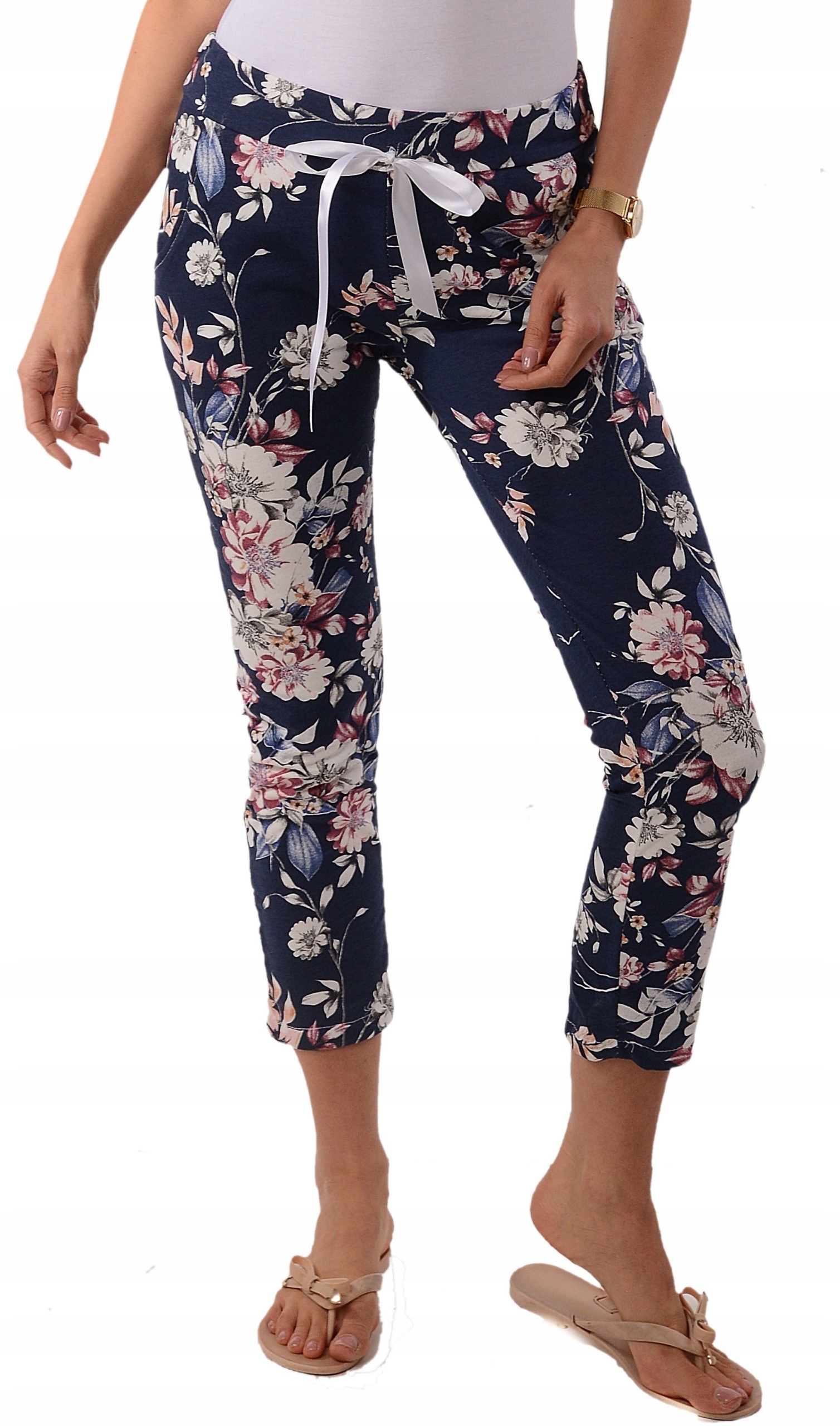 

Modne spodnie w Kwiaty Baggy włoski styl ! M/38