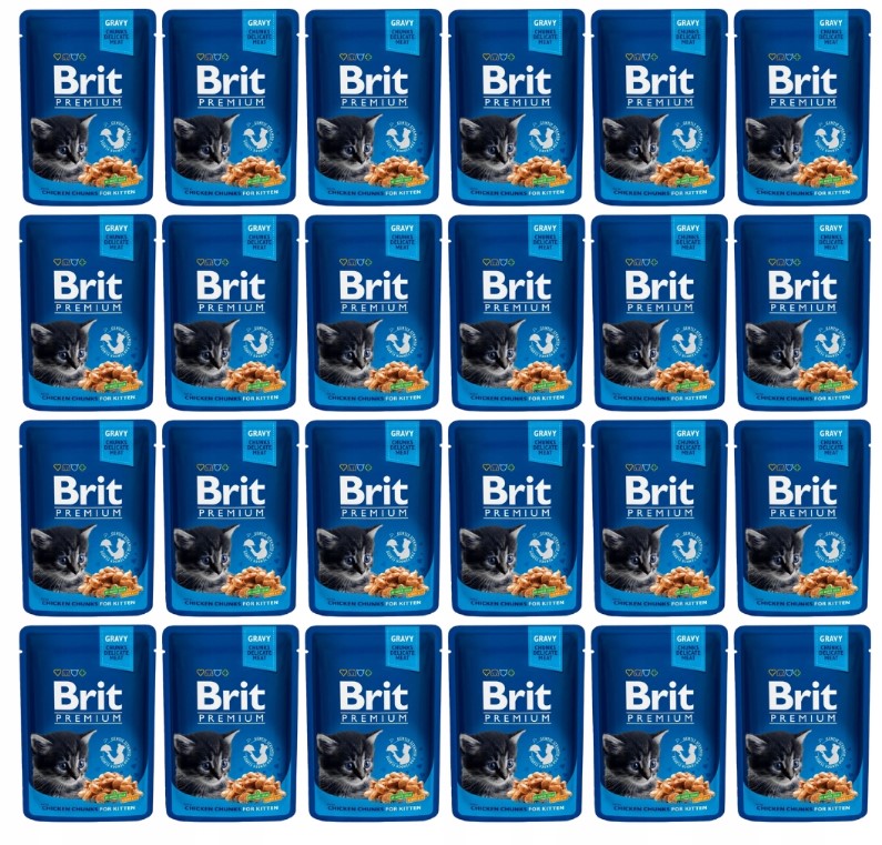 Brit Premium Cat Pouches Kitten Chicken Chunks Krmivo pro koťata 24x100 g