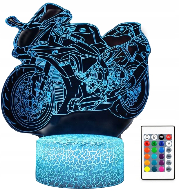 

Lampka 3D Led Motocykl Ścigacz Motor Kolor +pilot