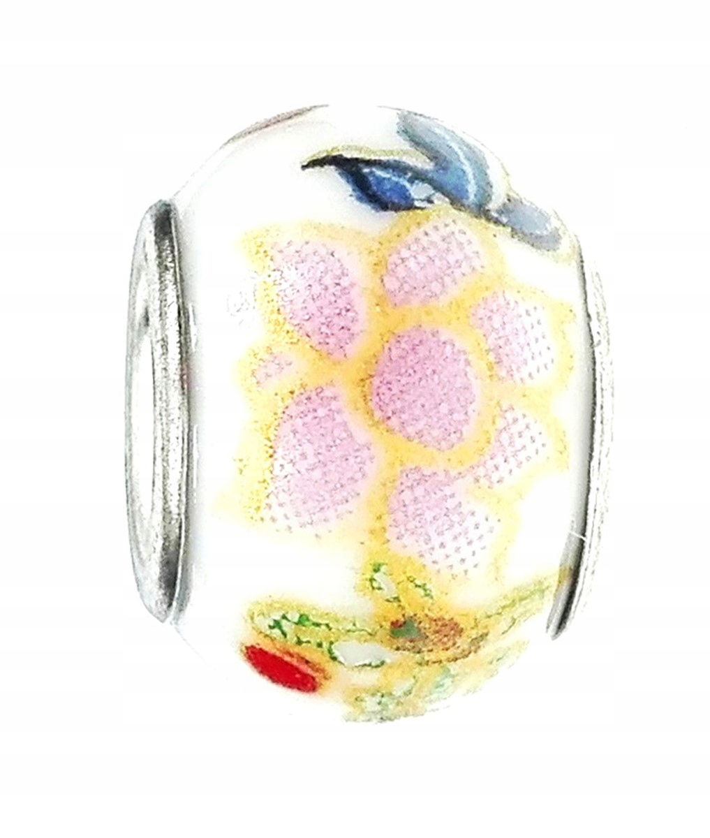 

Zawieszka beads ceramiczny bladoróżowe kwiaty