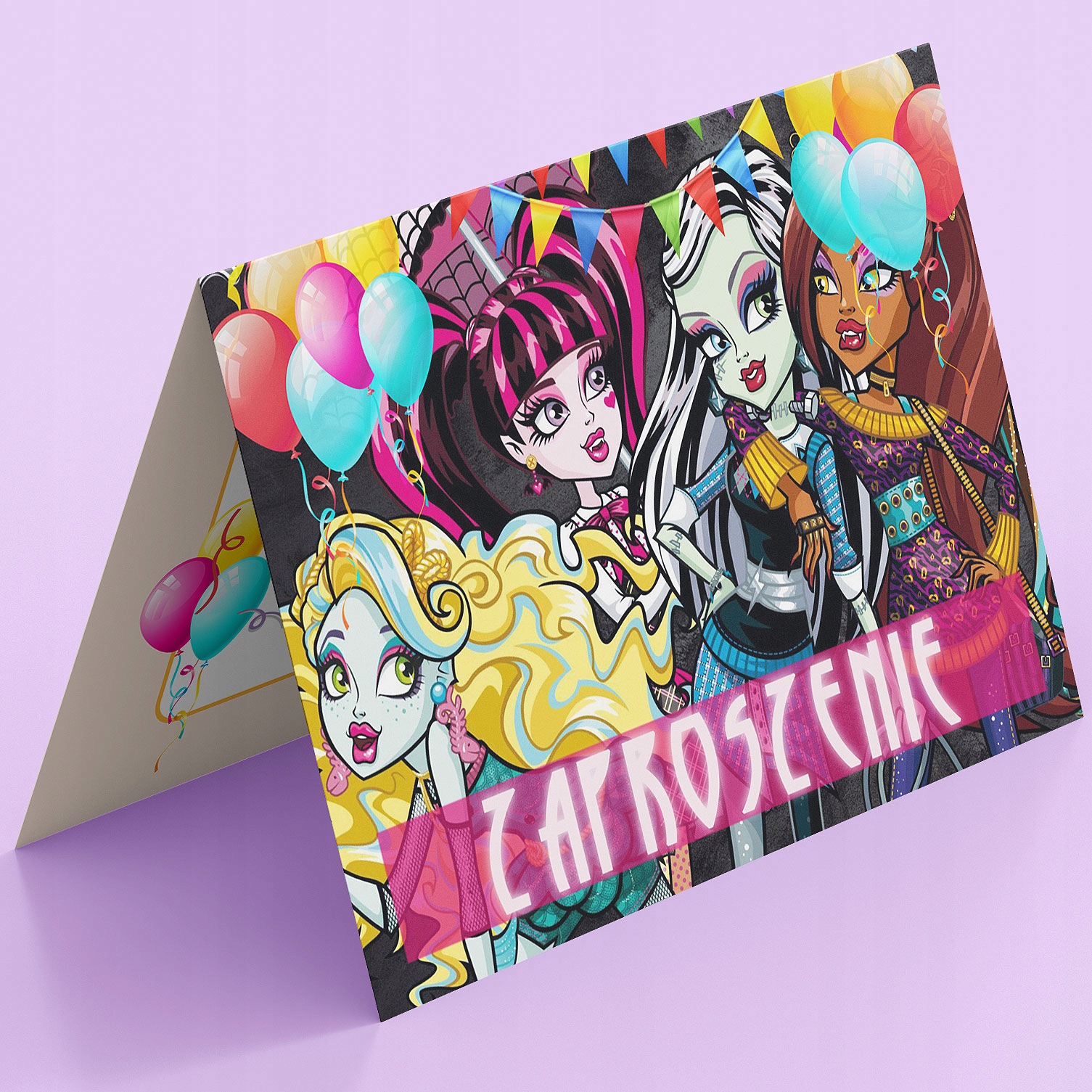 ZAPROSZENIE MONSTER HIGH NA URODZINY DZIECKA + KOPERTA GRATIS Autor Monster Art