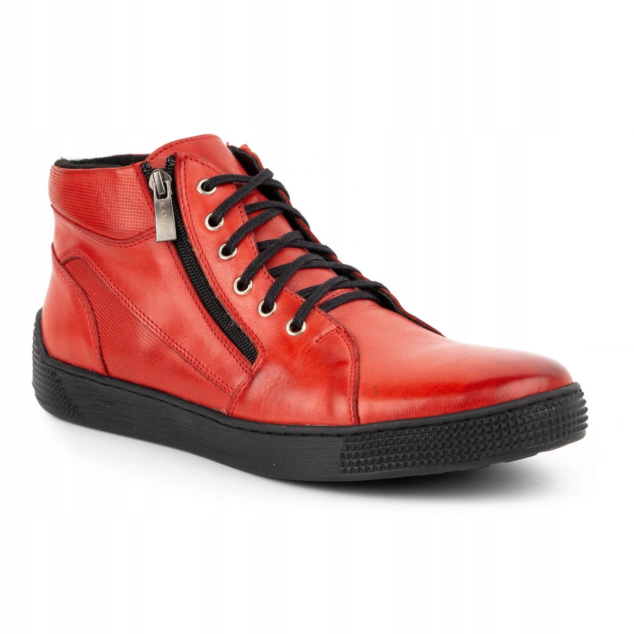 Pánské zateplené boty nad kotník zipem na boku 120KAM červené 44