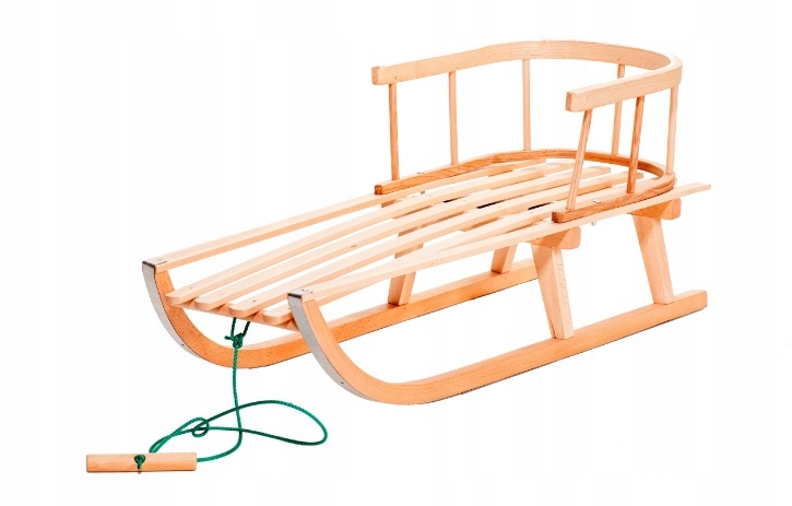 Sanki Drewniane tradycyjne z oparciem+ sznurek