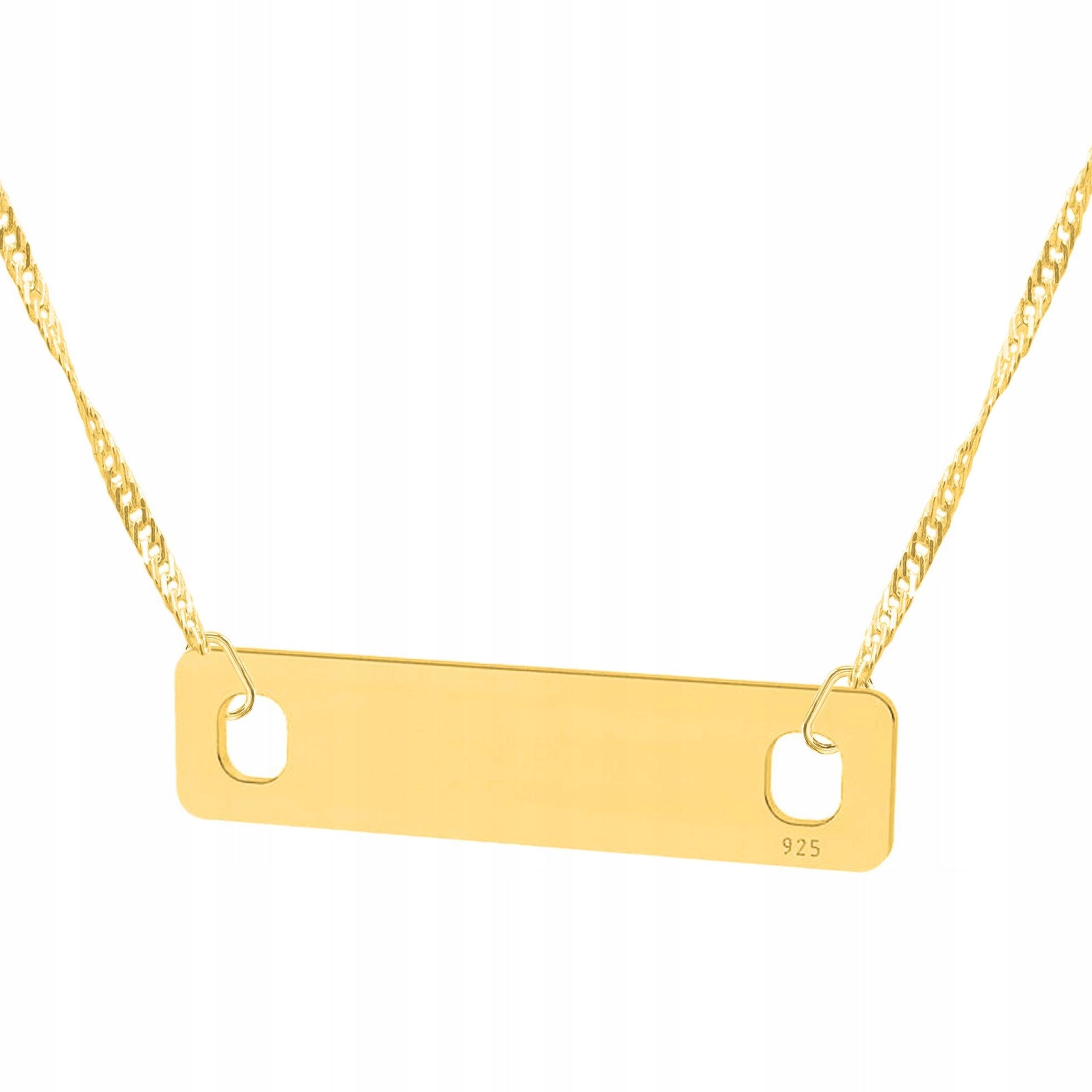 Zlatý náhrdelník s obdélníkovou destičkou Obdélník Čtverec Stříbro 925