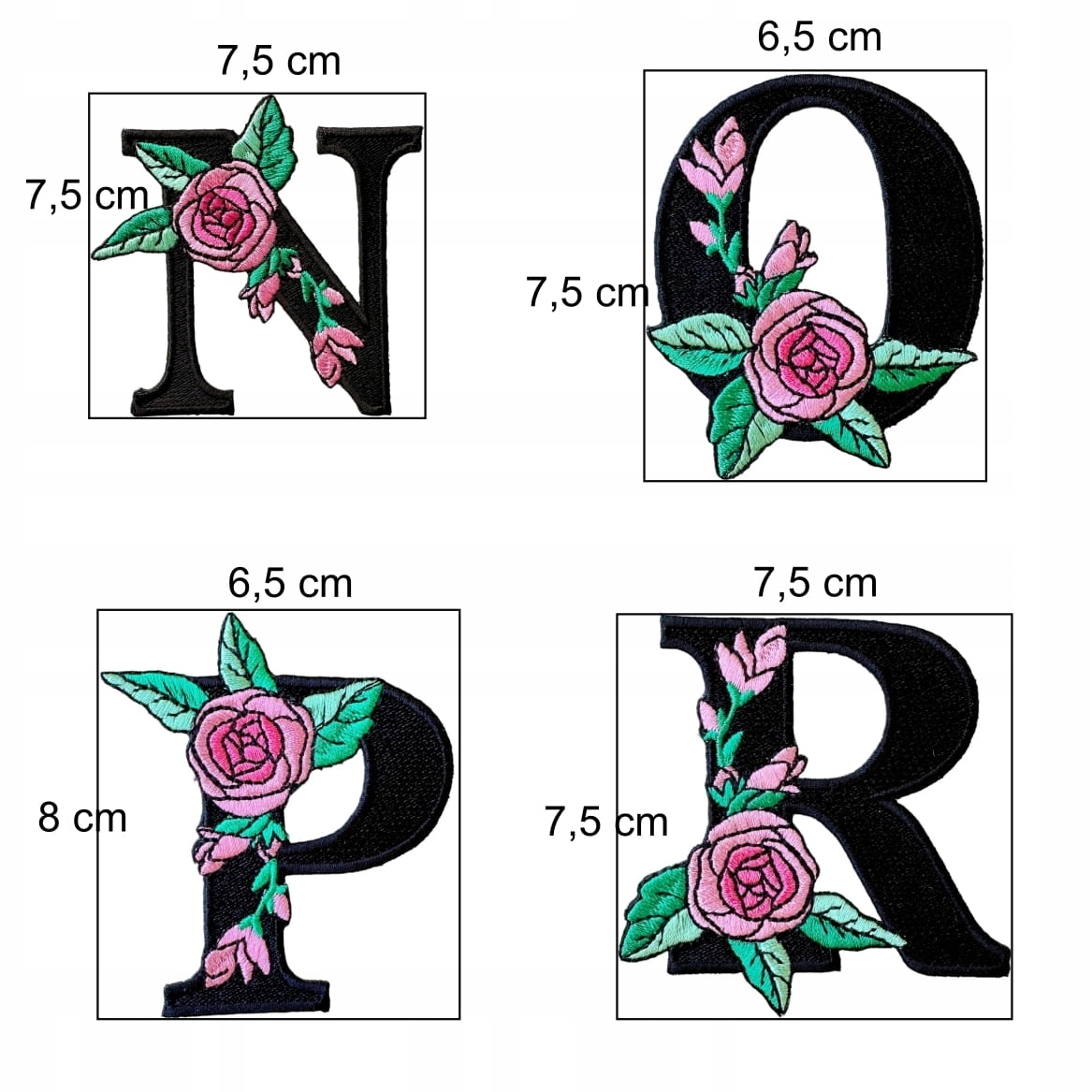 Naszywka TERMO, naprasowanka Litera haftowana z kwiatem do personalizacji L Rodzaj aplikacji z haftem