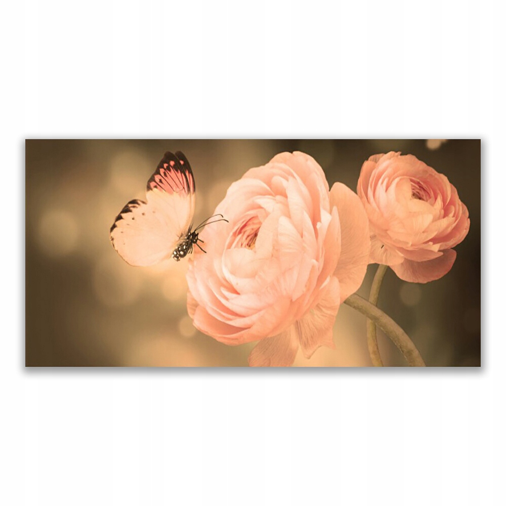 

Obraz akryl z nadrukiem 120x60 Motyl Róże Przyroda