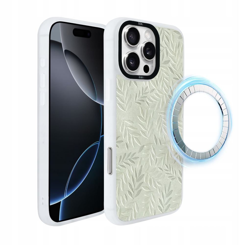 Pouzdro pro iPhone 16 Pro Ibizu DropGuard Matt s MagSafe, olivová stopa, bílé