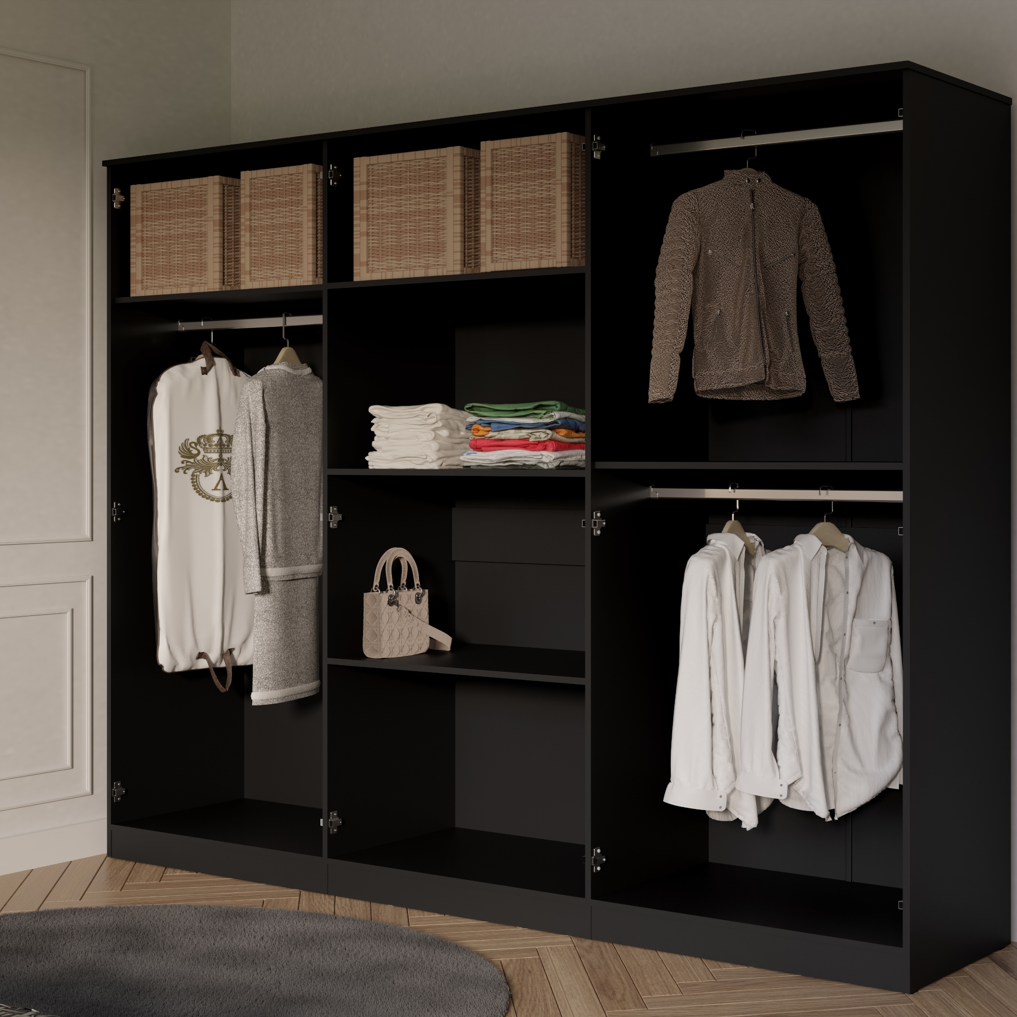 Szafa uchylna z lustrem Monza 6D 240 Czarna