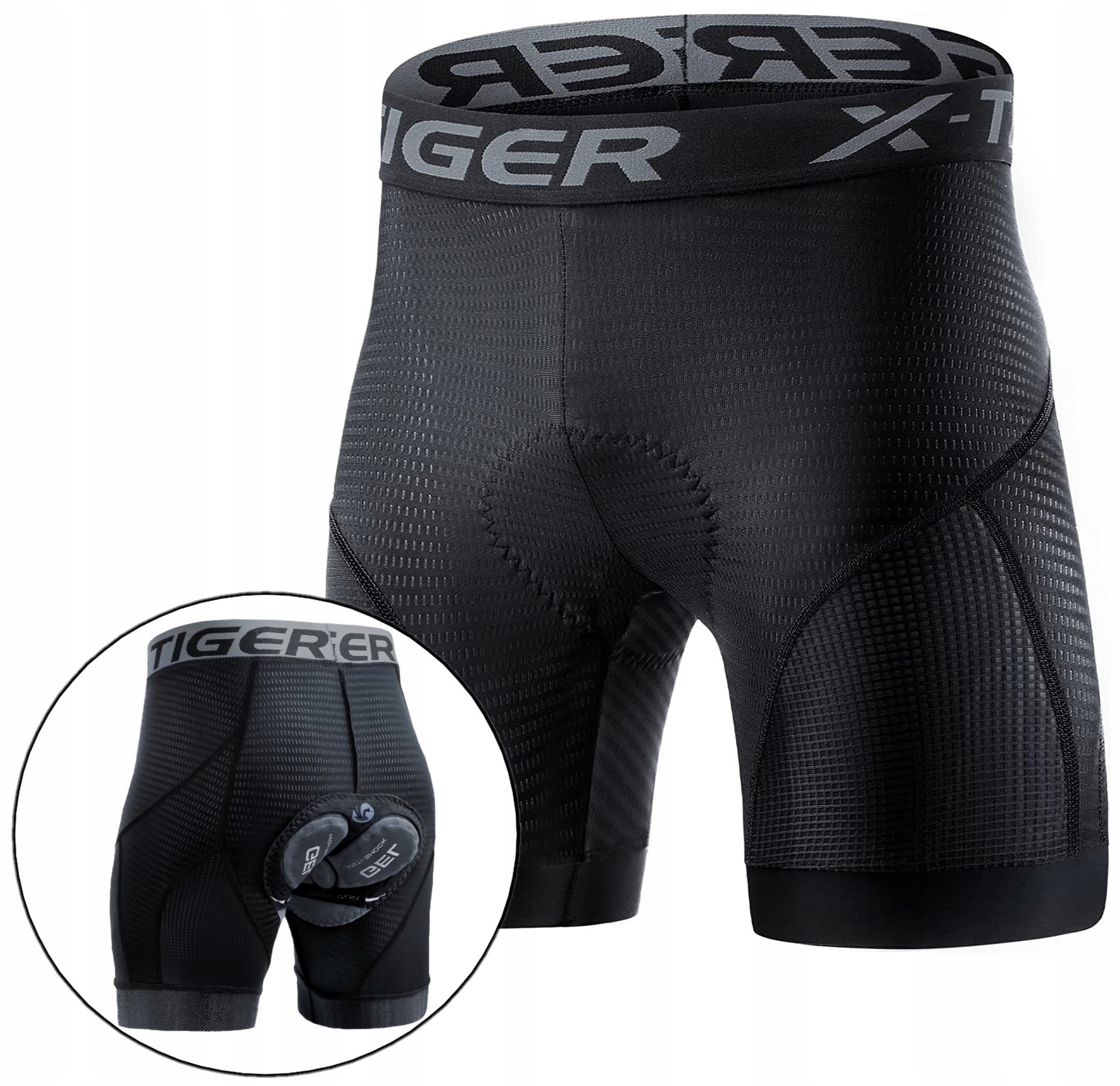 SZORTY SPODENKI ROWEROWE MĘSKIE BOKSERKI KOLARSKIE X-TIGER WKŁADKA ŻEL XL