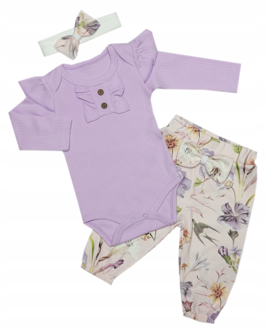 

Komplecik dziewczęcy body spodenki opaska r.80