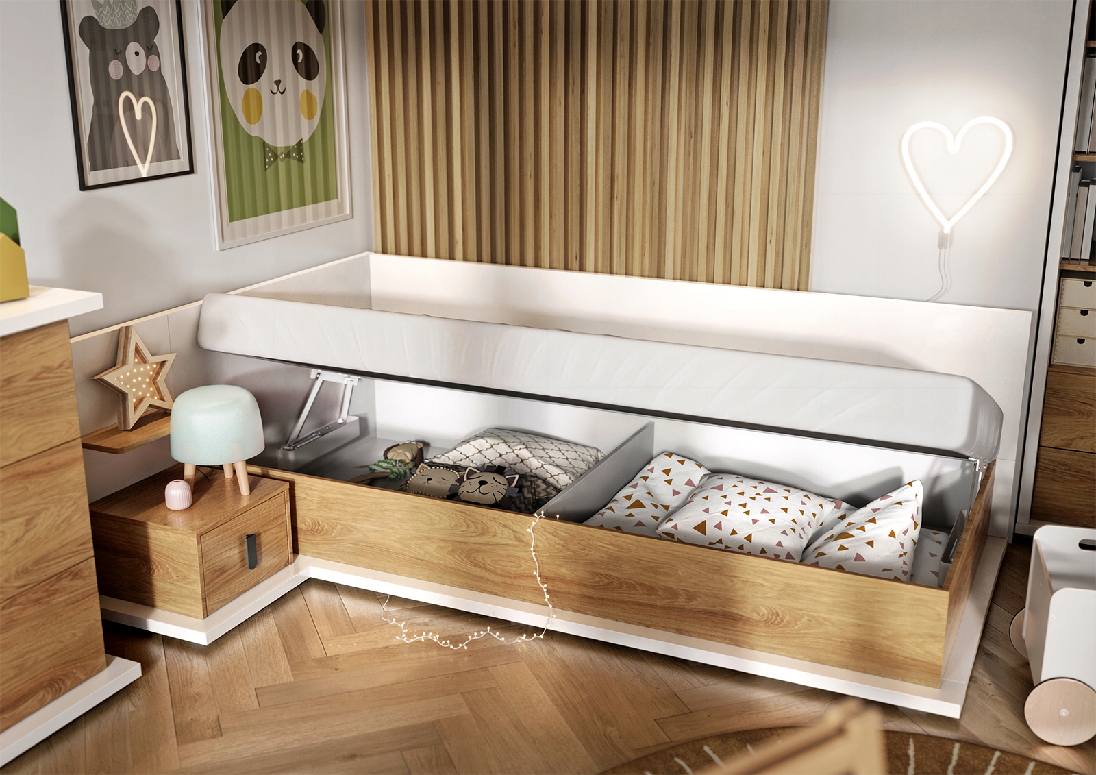 STOLIK NOCNY Z SZUFLADĄ szafka nocna BIAŁA PÓŁKA Głębokość mebla 45 cm