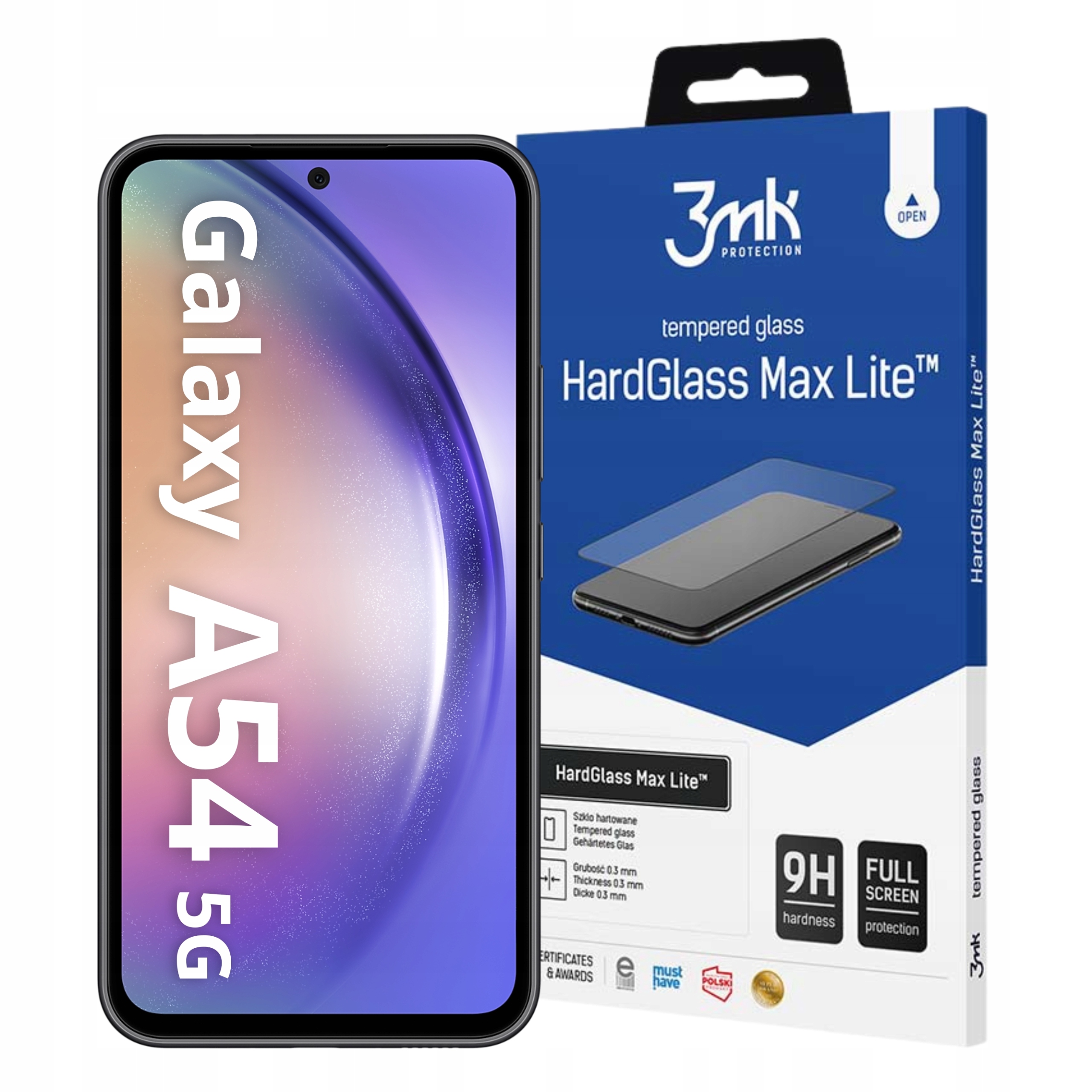 Szkło hartowane 3mk HardGlass Max Lite™ na Samsung Galaxy A54 5G