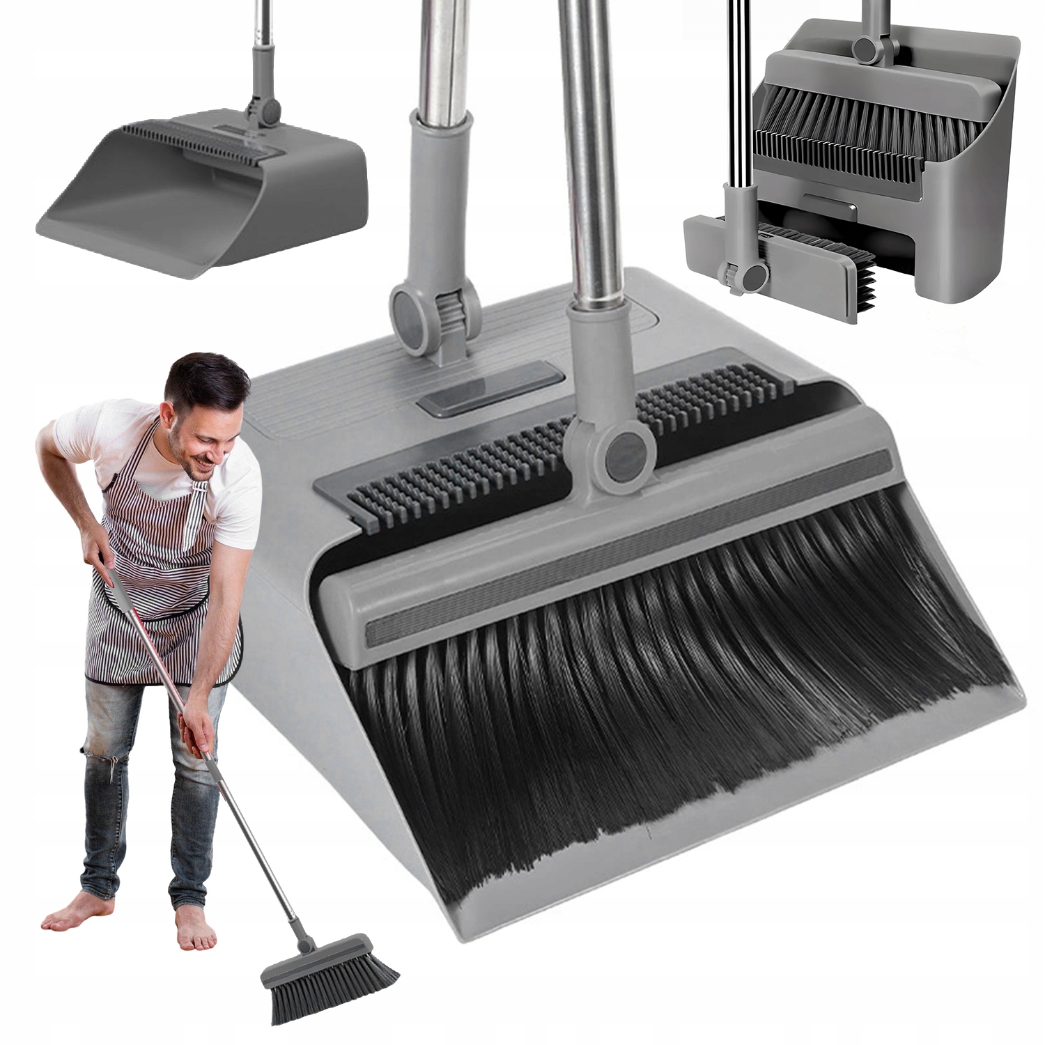 Levně Kartáčová Metla Lopatka Smetáček Skládací Sada Pro Úklid Lenochod