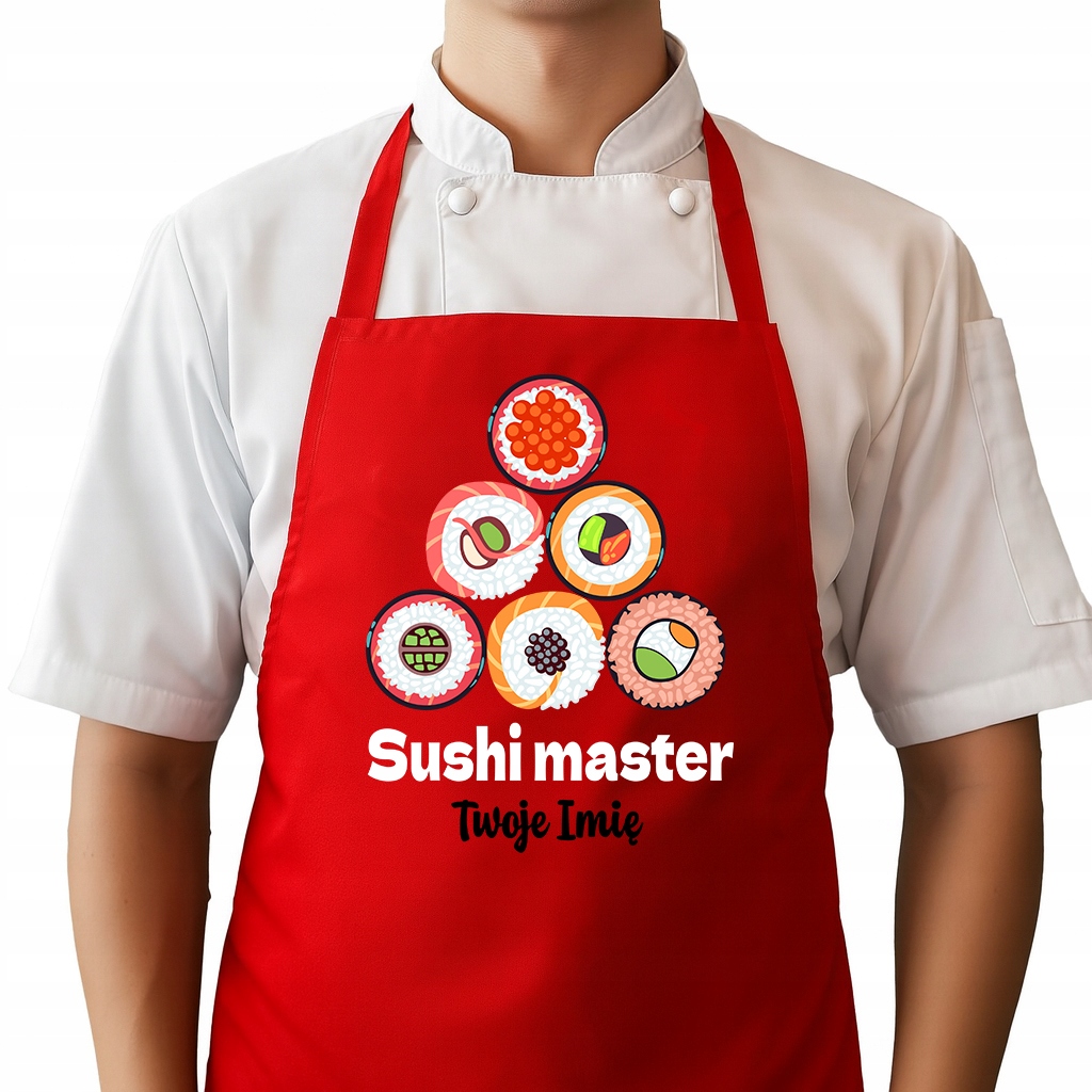 Kuchyňská zástěra Černá Bavlněná Pro Sushi Mastera Sushi Master Vzory