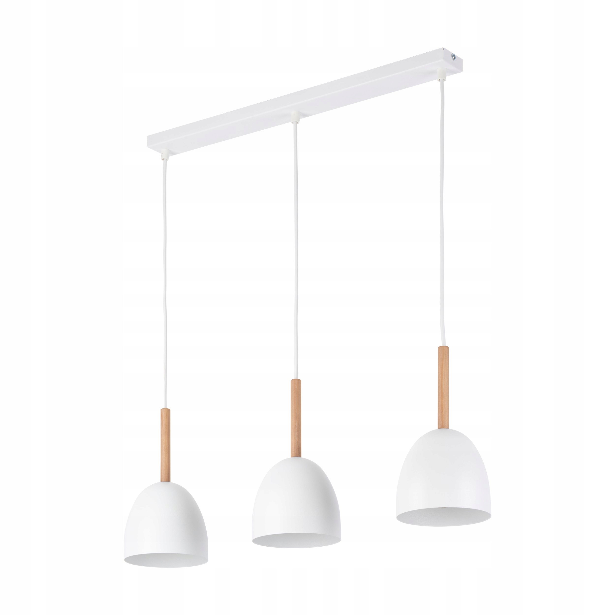 Bílá s dřevěnou lištou nad stůl Tk Lighting Nord White Závěsná Lampa 3 Pl
