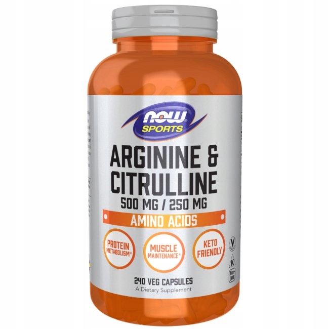 Arginin & Citrulin 500 mg 250 mg 240 veg. kapslí Now Foods