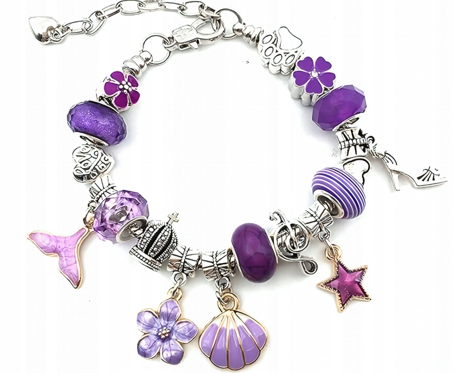 KREATYWNY ZESTAW DO ROBIENIA BRANSOLETEK NASZYJNIKÓW KORALIKI FIOLETOWY Marka bez marki