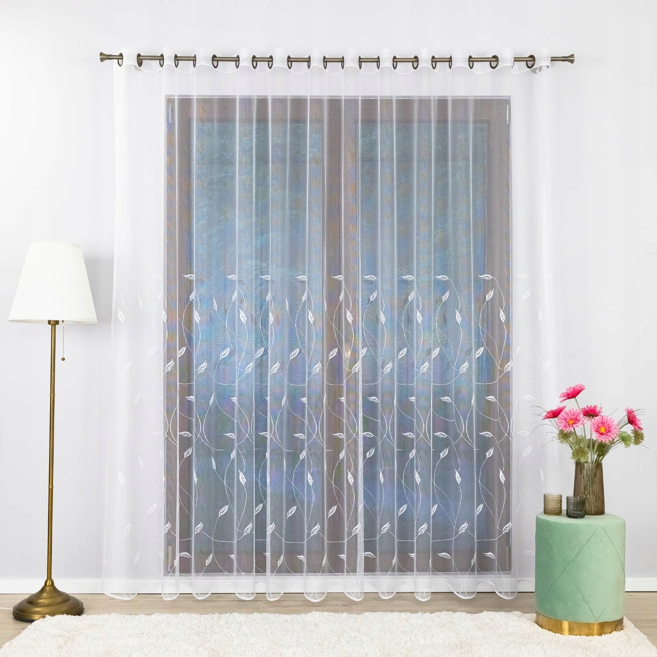 Mlha Hotová Záclona S Průchodkami Žakár 600x200