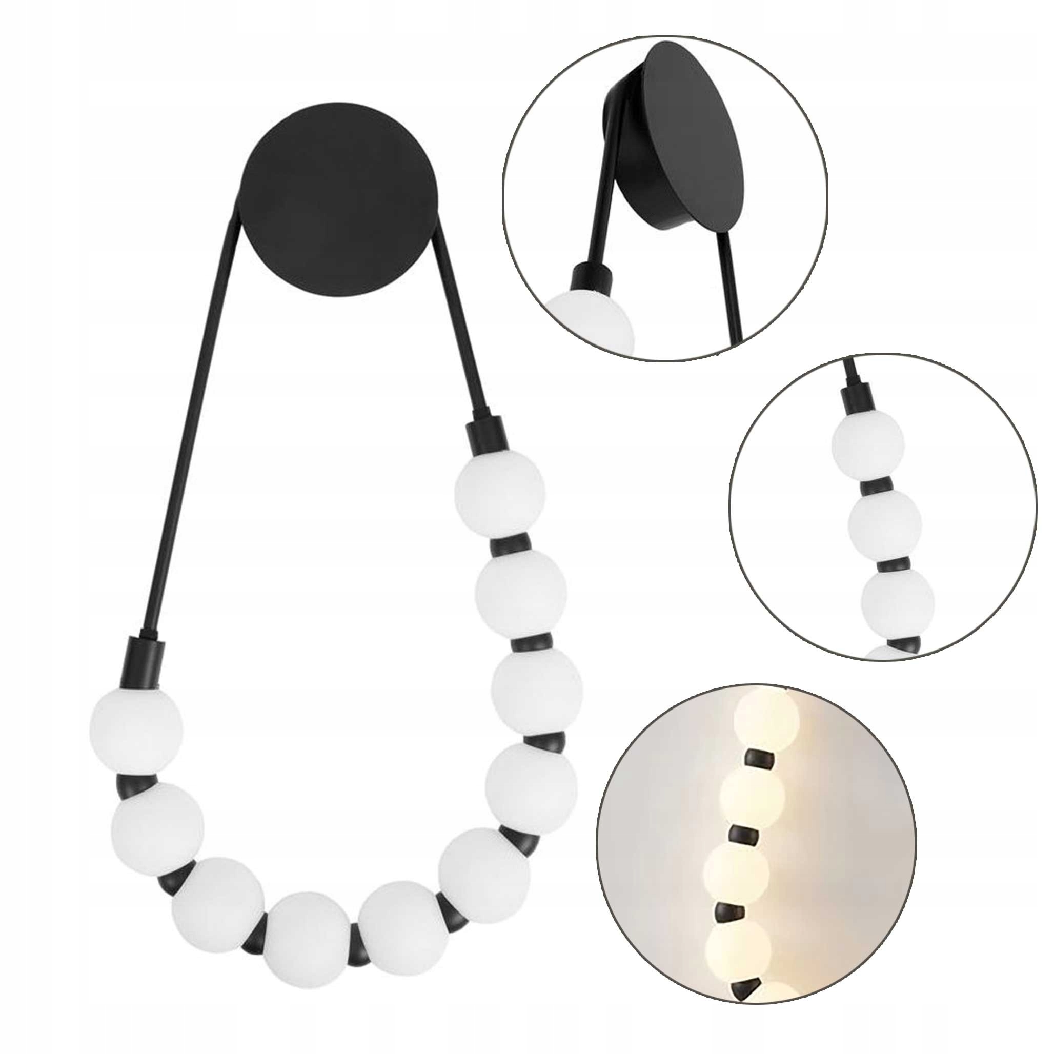 Led nástenné svietidlo Kovové čierne biele mliečne gule Led nástenná lampa Koraly