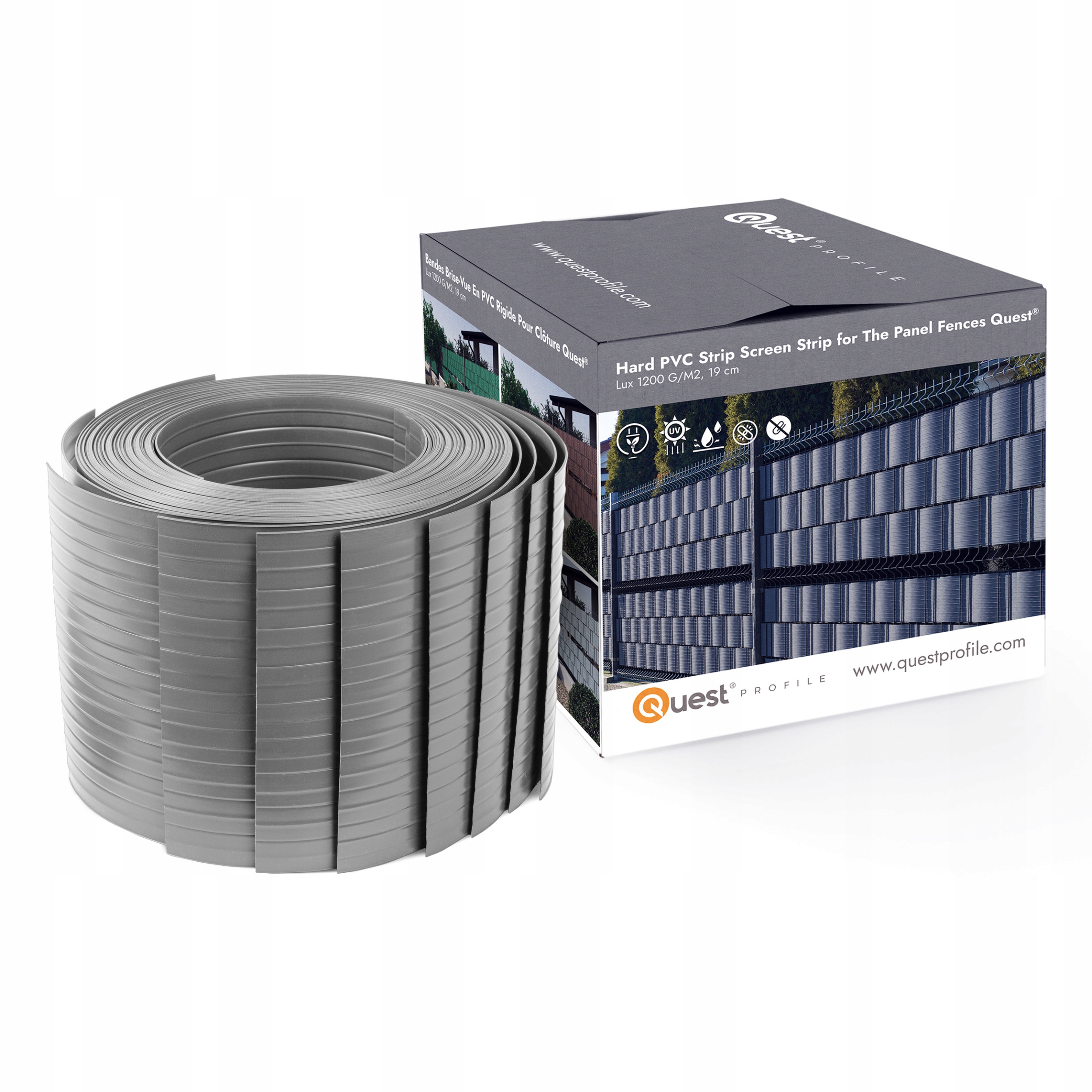 Stínící panelové pásy Silná 900 g/m2, 19 Cm Šedá, 10x2,5 m, ustřižené pásy