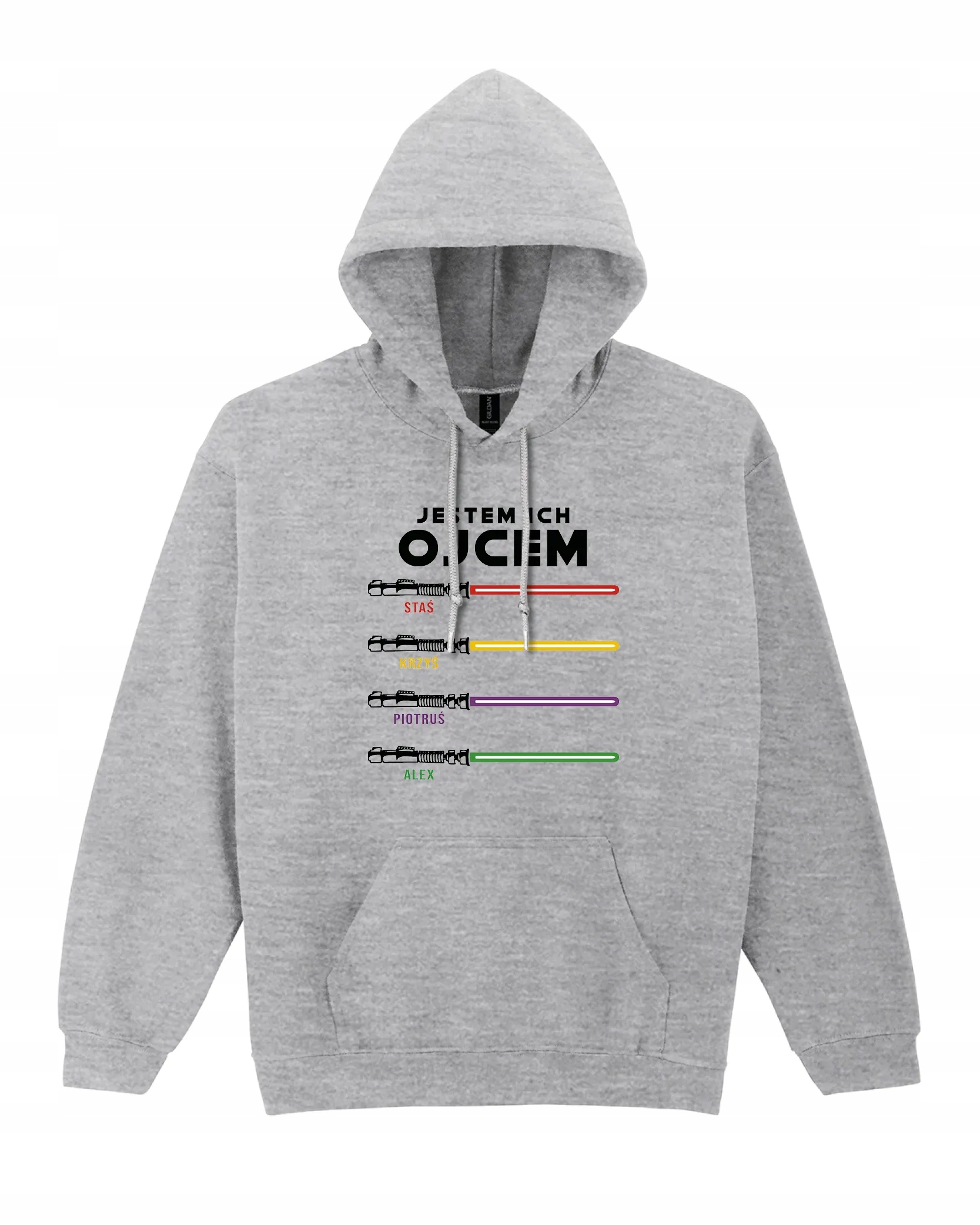 Mikina s kapucí personalizovaná Jsem jejich otec se jmény Šedá XXL