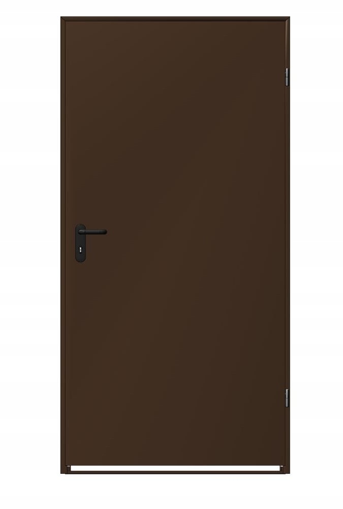 Drzwi stalowe zewnętrzne techniczne z ościeżnicą 100x200cm brązowe solidne