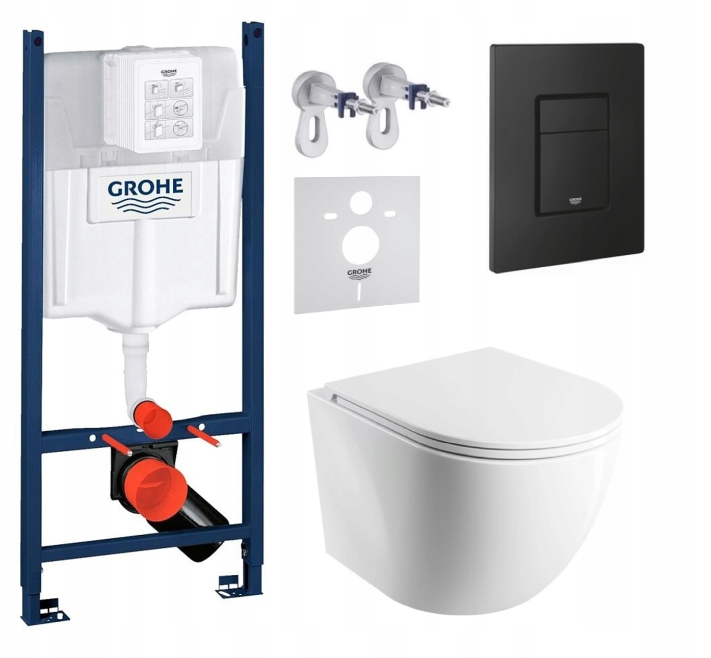 Sada Wc roštu Grohe s miskou Omnires Spmwbm s tlačidlom čierna matná Fresh