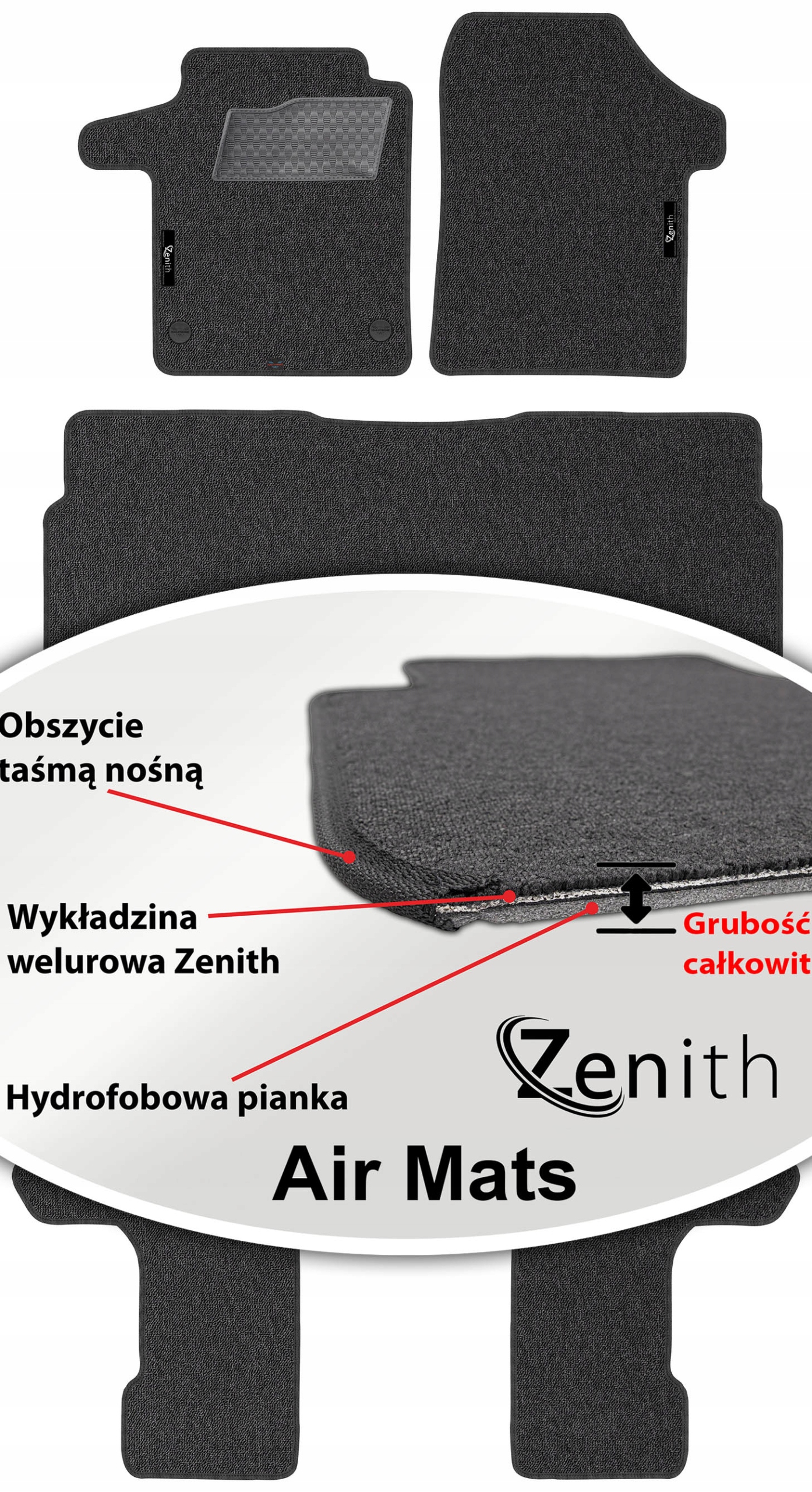 Mercedes V-Klasa 7os 2021- Velúrové koberčeky do auta Zenith Air Mats