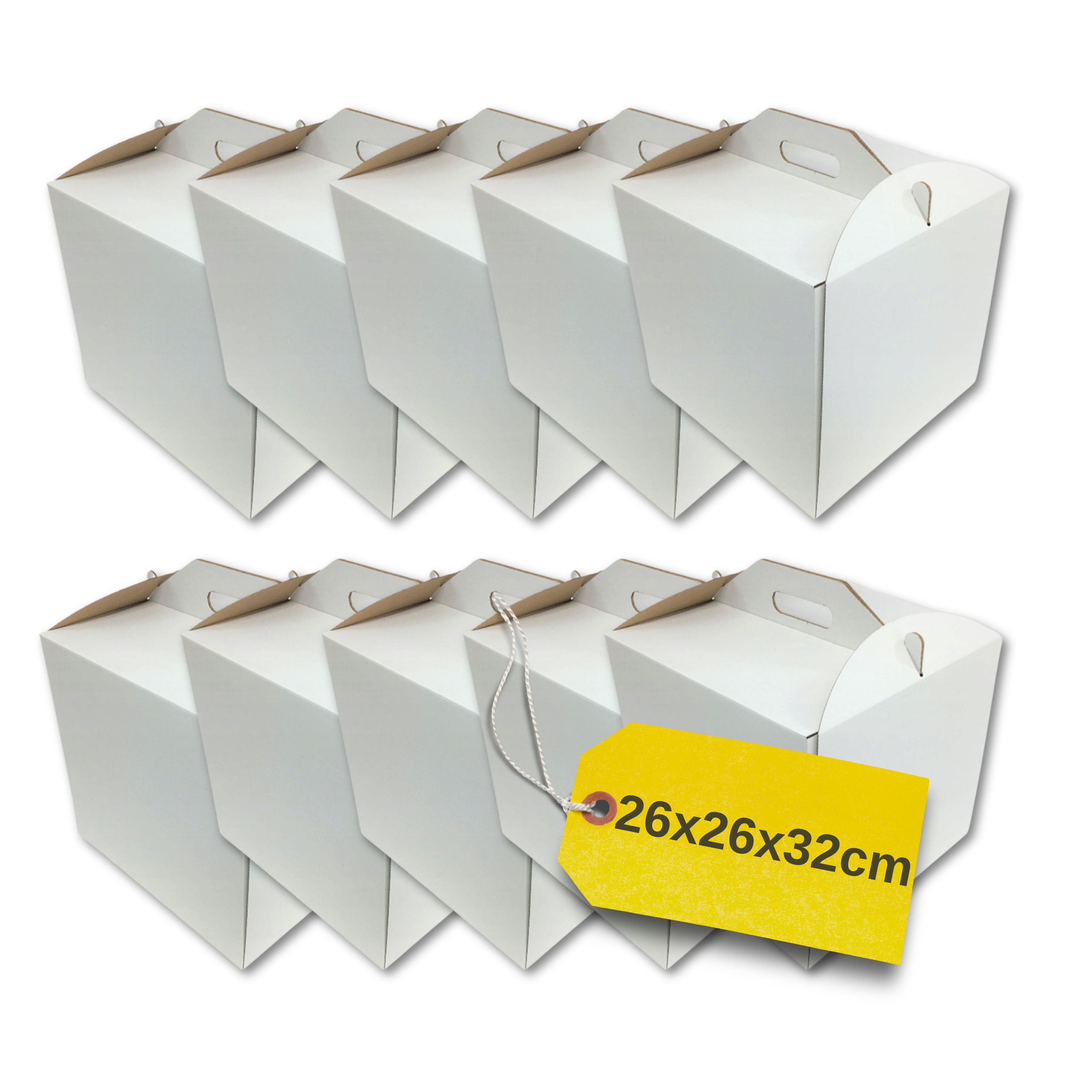 Levně Krabička na dort na patrový dort 26x26x32 vysoký kartonový obal Svaté Přijímání