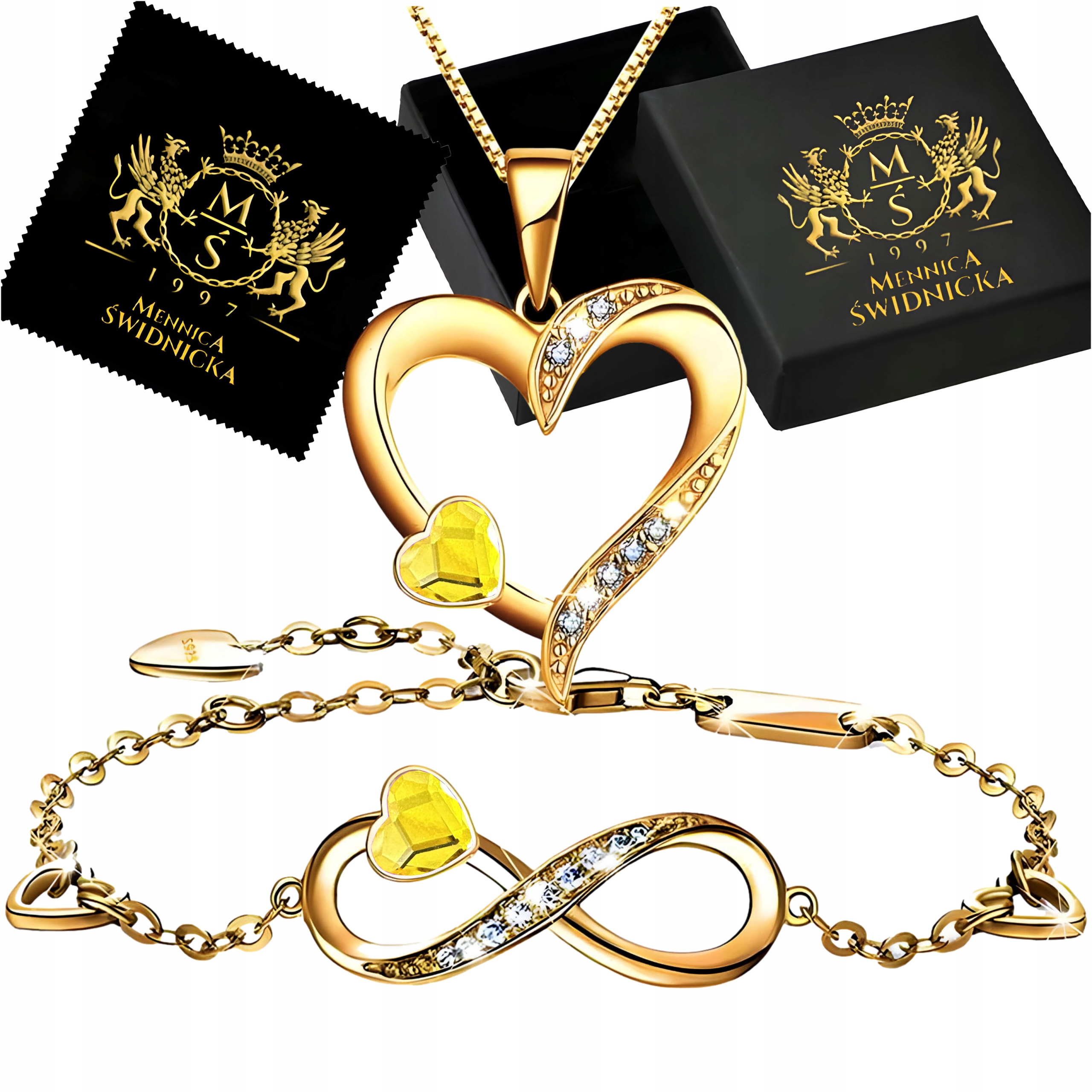 Sada Zlatý náramek Náhrdelník Pozlacený Stříbro 925 Dárek pro ženy