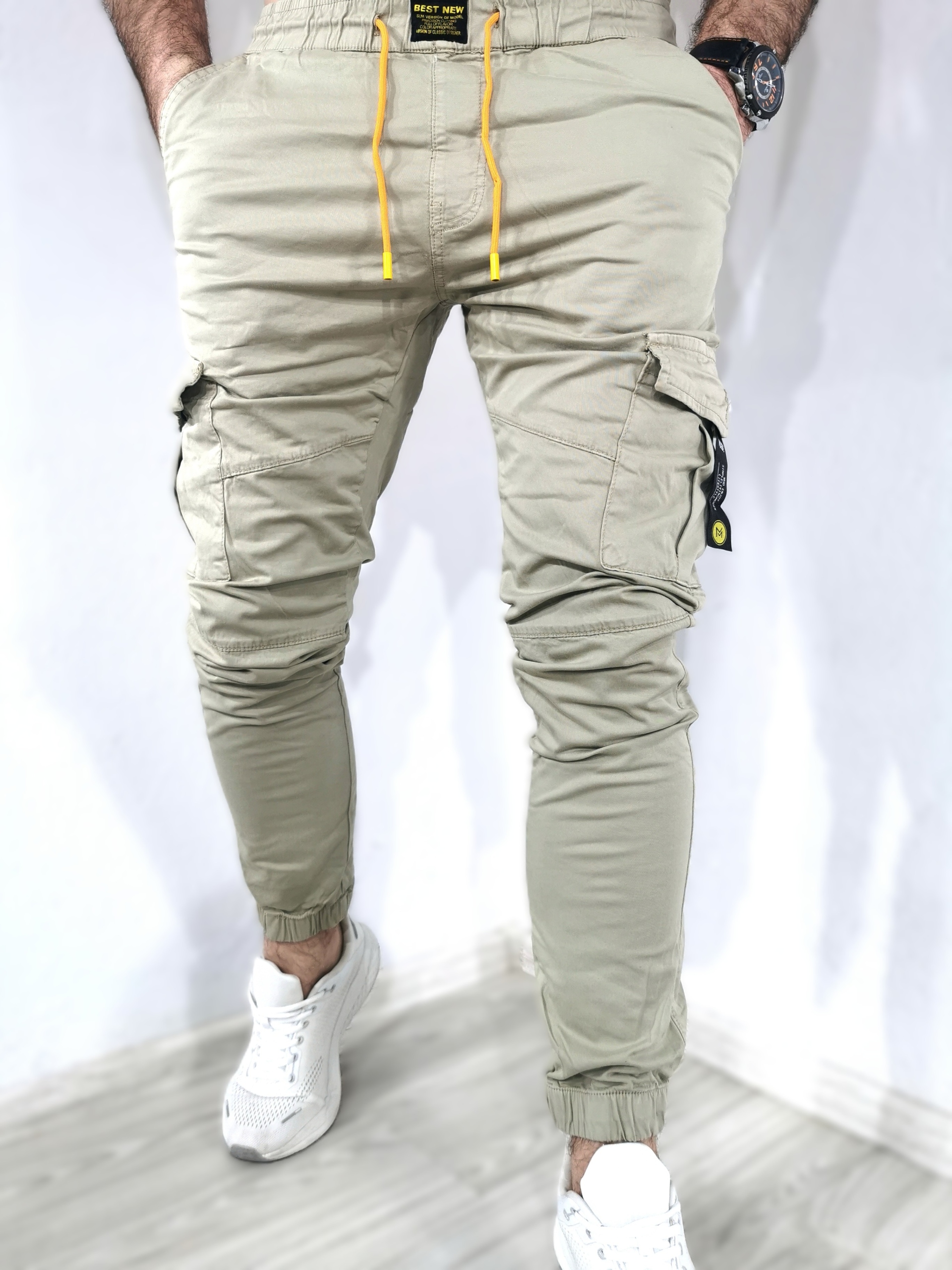 Pánské jogger kalhoty světlé pískové kapsáče Itp 33