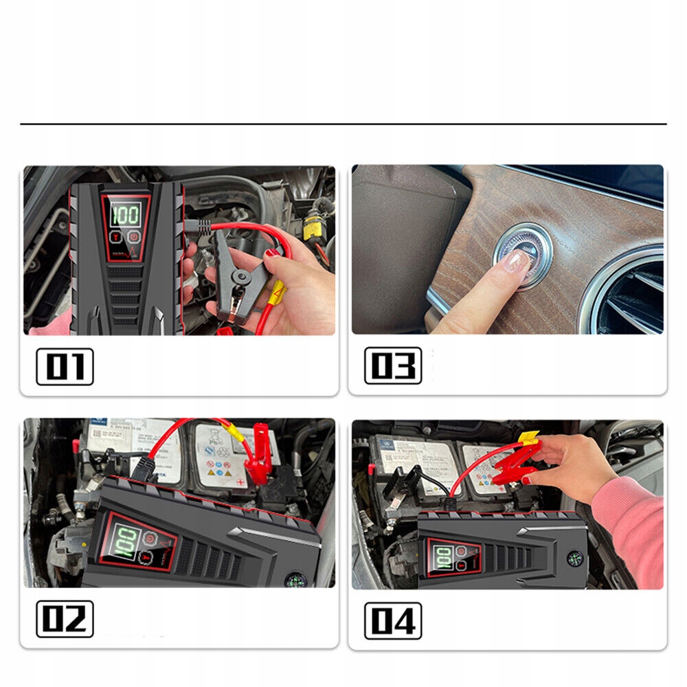 POWER BANK JUMP STARTER ROZRUCH DO SAMOCHODU 12V WYŚWIETLACZ LCD 99800mAh Napięcie nominalne 12 V