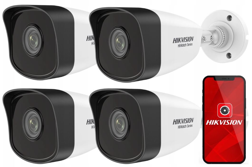 

Zestaw Kamer Hikvision 4xHWI-B121H PoE FullHD IR30
