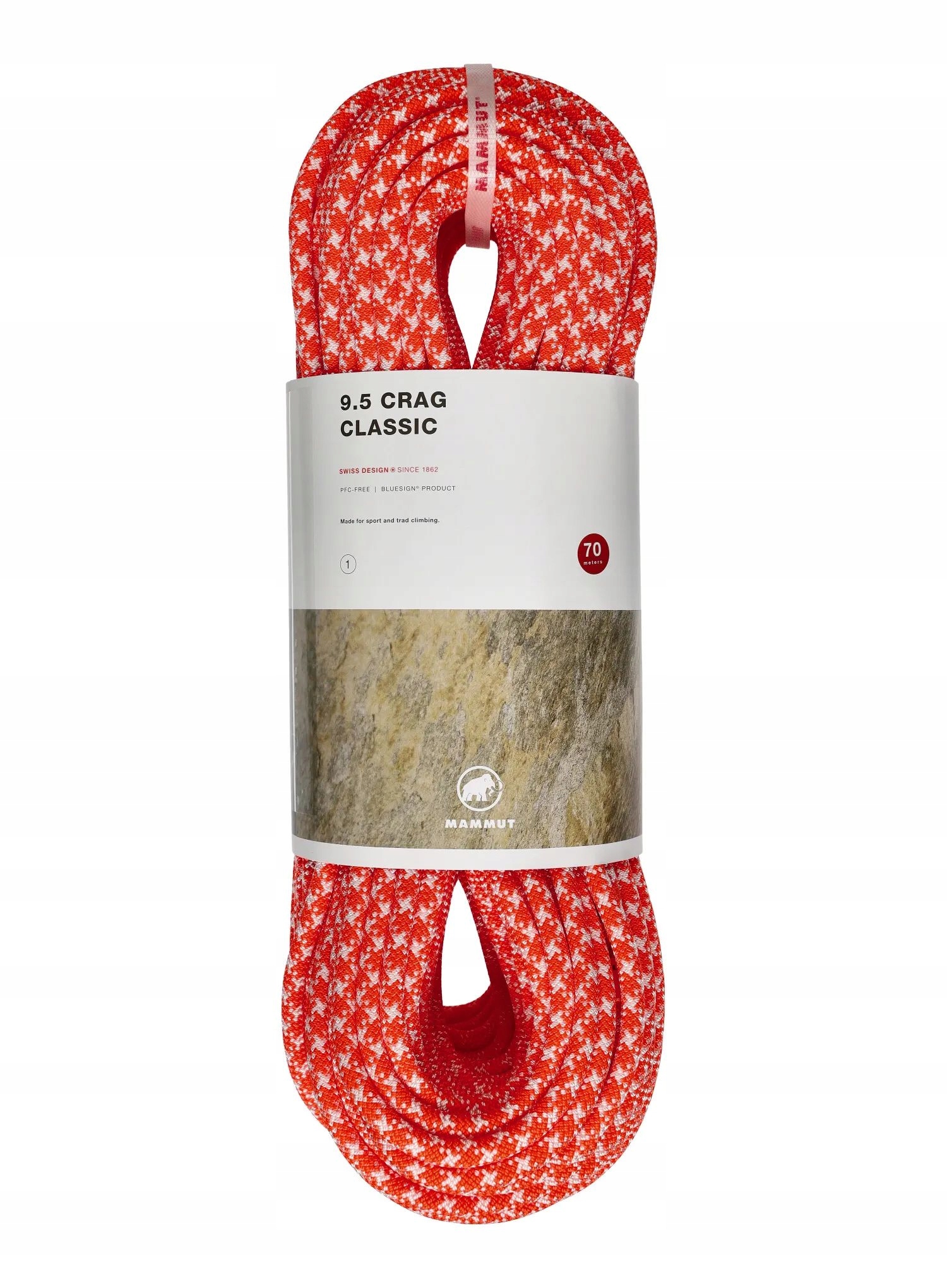 Lezecké lano Mammut 9.5 Crag Classic Rope 70 m bílá/vibrant oranžová barva