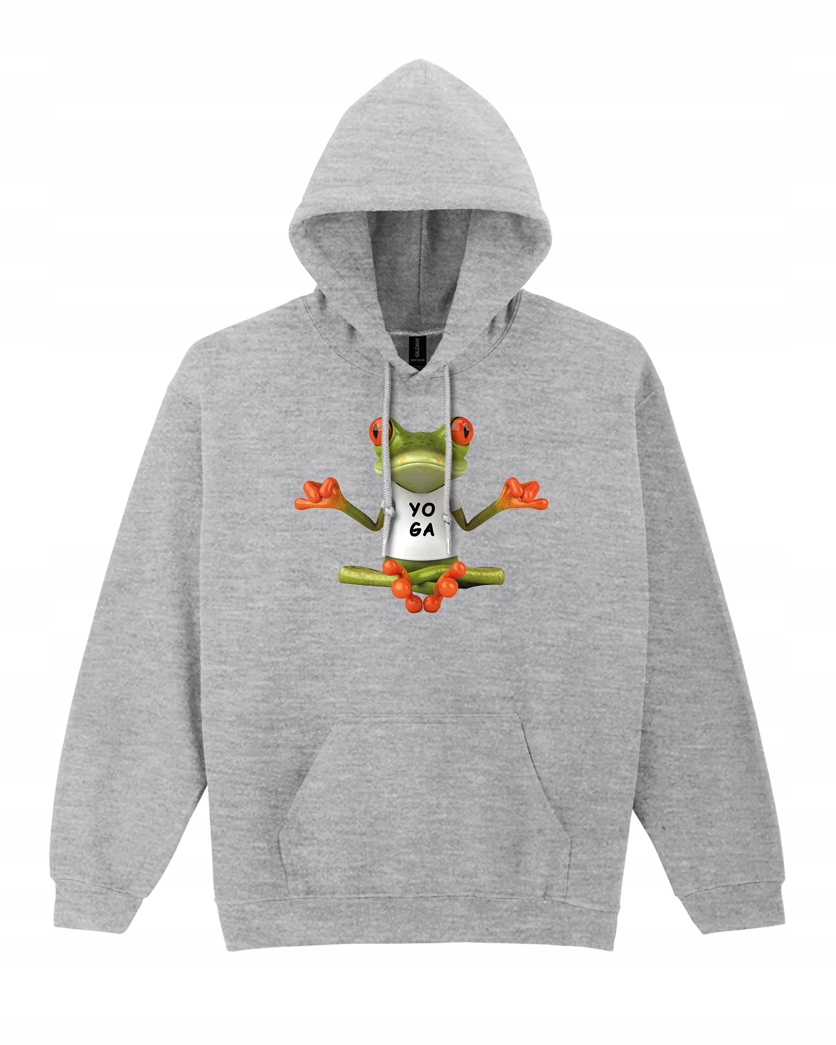 Mikina s kapucí s potiskem Žába Jóga Zen Hobby Šedá L