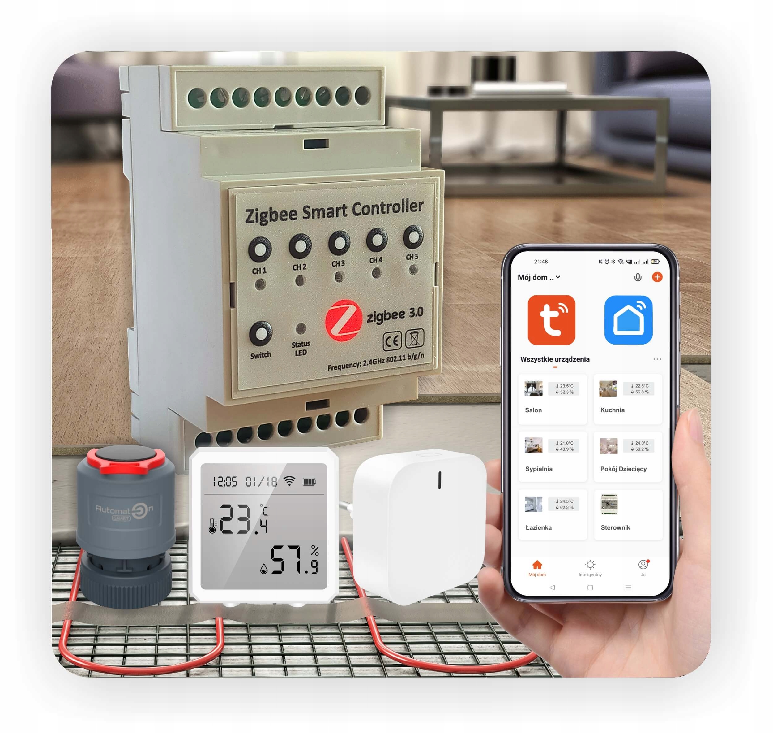 Sada na podlahové vykurovanie Zigbee – 3 okruhy