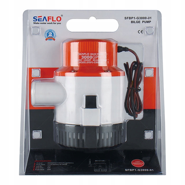 POMPA ZĘZOWA DO JACHTU SEAFLO 185l/min 12V - 04077 Model MANUAL WYSOKOWYDAJNA