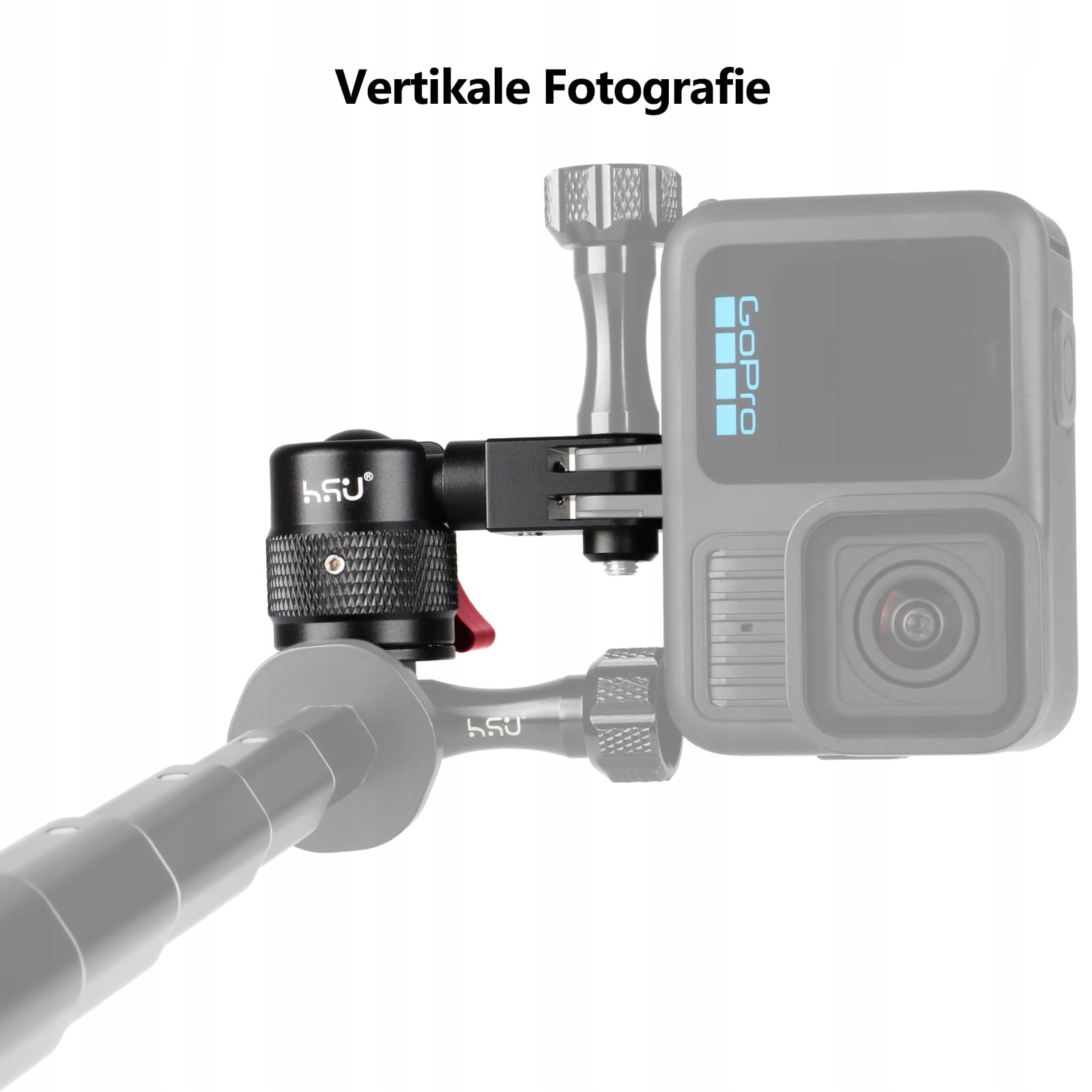 Adapter 360 Stopni Do Kamer Sportowych GoPro Ramię Aluminium Czerwone HSU — miniatura 3