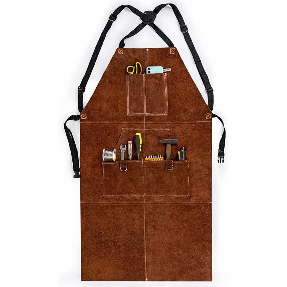 Kožená Dílenská Ochranná Svářečská Zástěra kovbojská hnědá Kůže