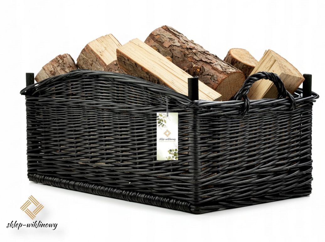 Velký proutěný košík na Dřevo Opál Krbový koš s Jutovým Obšitím 60